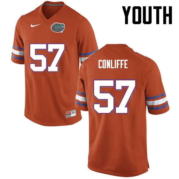 NCAA Florida Gators Elijah Conliffe Youth #57 Nike Orange Stitched Authentic College Football Jersey OMU2164PL